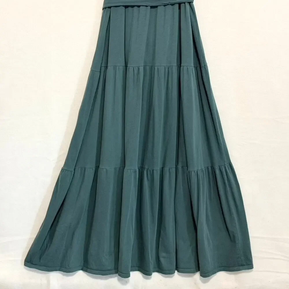 J.Crew Broken-in Jersey Tiered Maxi Dress Alhambra Green Womens Large Resort